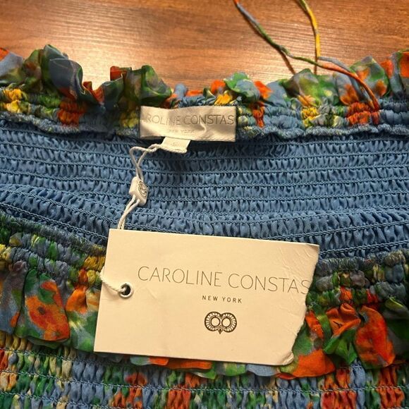 NWT Caroline Constas Ophelia mini dress in Blue Summer Floral RARE Women's Small - Picture 5 of 7